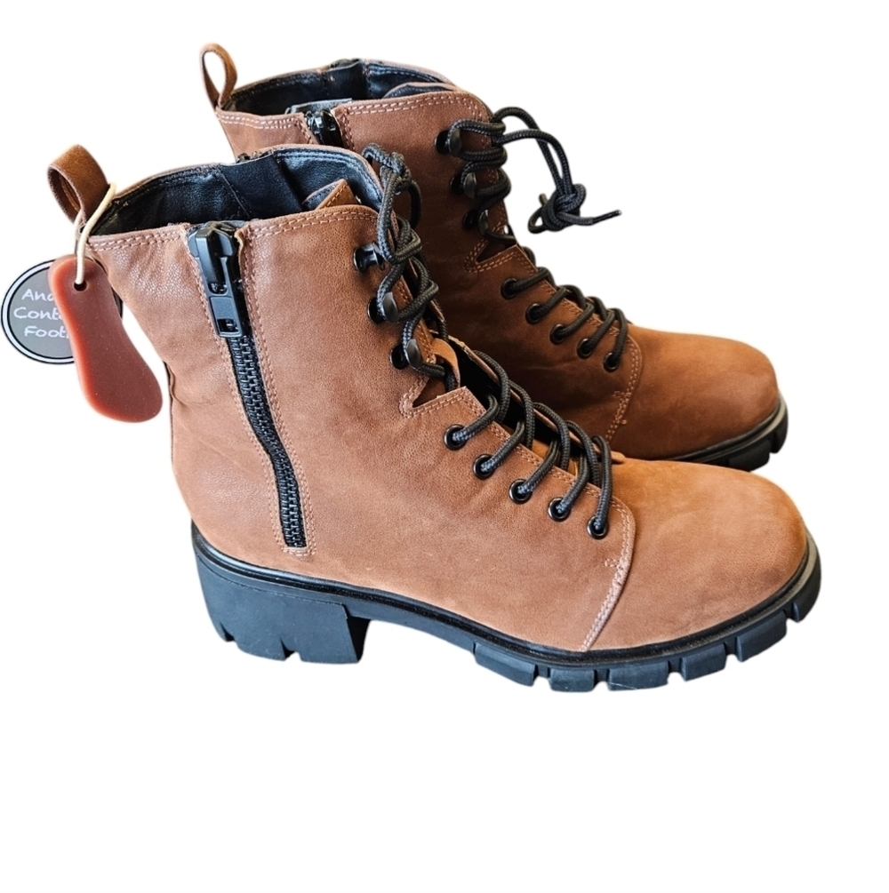 MIA Brown Lace-up Combat Boots Womens NEW